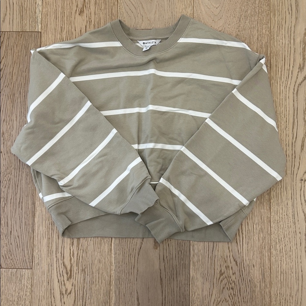 ATHLETA TERRY CREW STRIPED SWEATSHIRT - Picture 3 of 4
